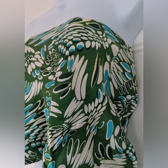 Reformation Silk Strapless Top Green Print Bandeau S Anthropologie - Picture 3 of 6